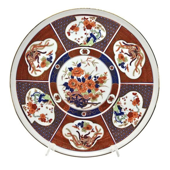 Japanese Imari Plate Fukagawa Porcelain Decorative Design Floral & Phoenix JE298 - Picture 4 of 6